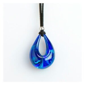 Art Glass Dali Tear Drop Pendant on Black Cord